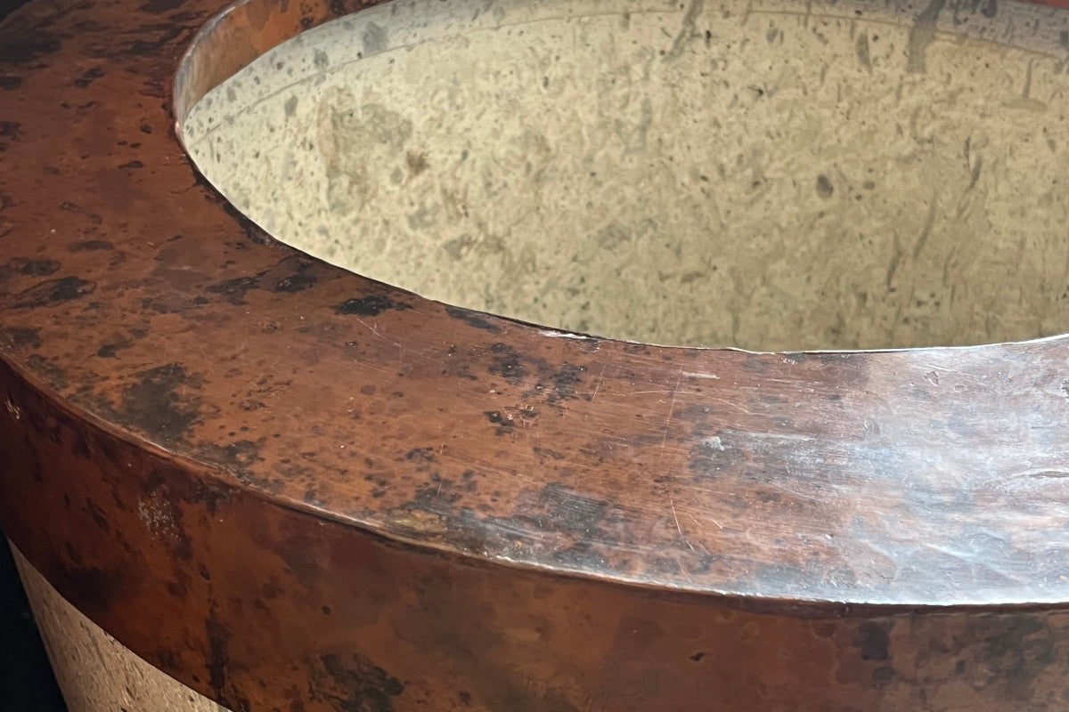 Stone Planter with Copper Rim - 36"