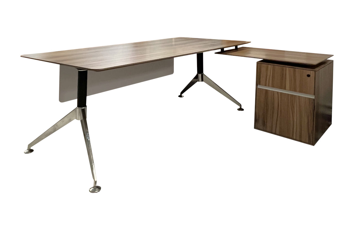 300 Series Walnut Desk with Return Desk