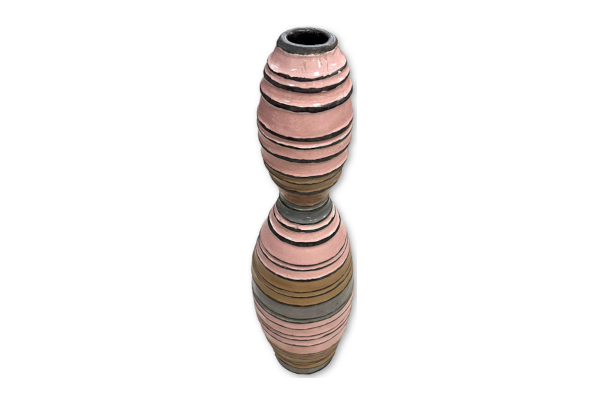 Stripes II Glazed Teracotta Vase